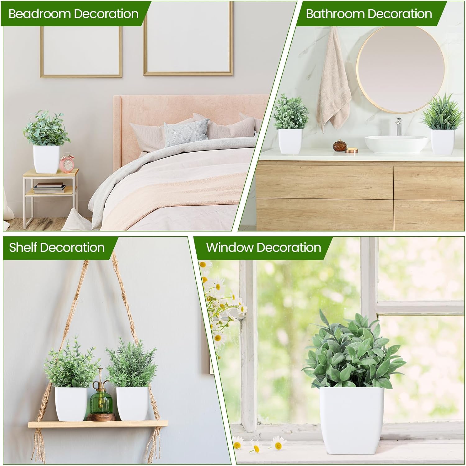 Unittype 12 Pcs Fake Plants Small Artificial Faux Plants for Shelf Mini Plastic Potted Greenery for Home Office Desk Bathroom Bedroom Indoor Decor (Gray)