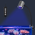 fishkeeper Clip On 24/7 Saltwater Aquarium LED Light, 12W Reef Lights for Coral DIY Color/Brightness Fish Tank Light with Timer for Coral Marine Tank Memory Function