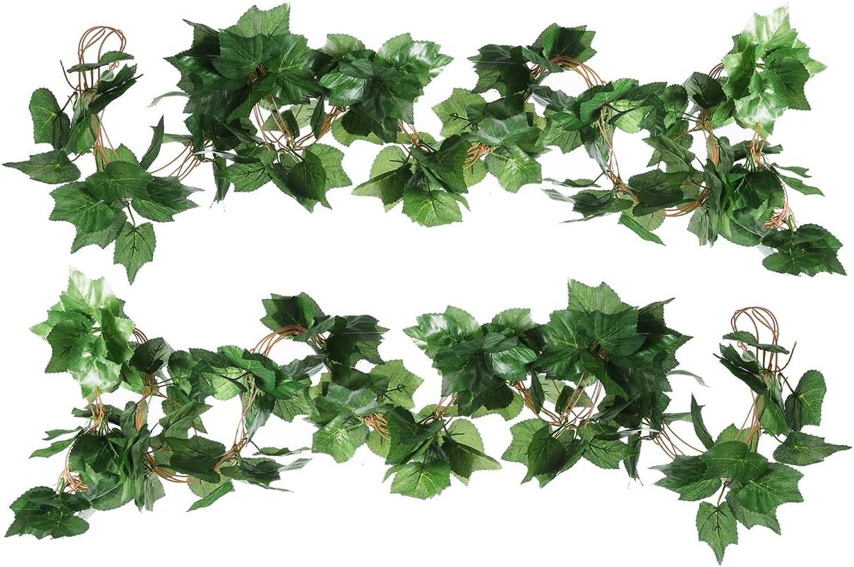 91Ft 12 Strands Autumn Artificial Grape Plant Fake Greenery Garlands Hanging Leaves Plant Vine Fall Decoration for Home Wedding Wall Party