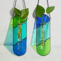 Hewory Stained Glass Plant Propagation Hanging 2 Pcs Propagation Station Planters for Window Decor - Unique Hydroponic Propagated Plant Holders for Kitchen Gifts for Mom