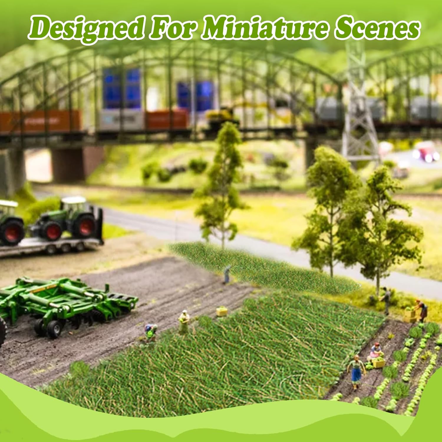 Warmtree Hand Torn Model Grass Tufts for Miniature Scenery Applicable for N & HO Scale for Train Layouts, Diorama Supplies, and Architectural Models(Army Green)