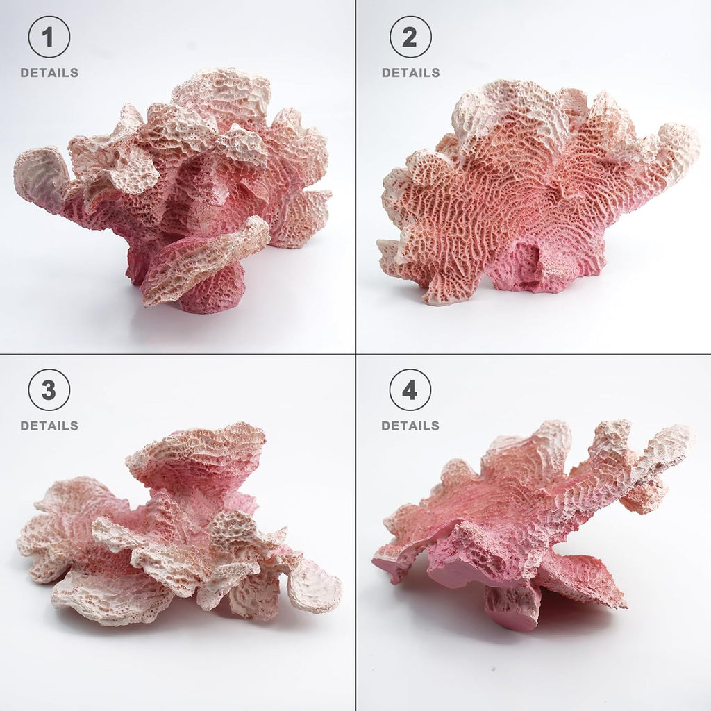 Artificial Sea Coral Statue, Sculpture Home Decor Resin Nautical Coastal Decorations for Beach Themed Party Wedding Room Kitchen Table Shelf (Gradient Pink)