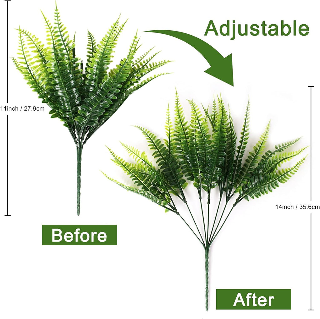 8 Pcs Fake Fern Outdoors - Ferns Artificial Plants for Outdoor Ferns Lifelike Boston Faux Fern Stems Indoor UV Resistant Outdoor Plants Artificial for Porch Greenery Decor