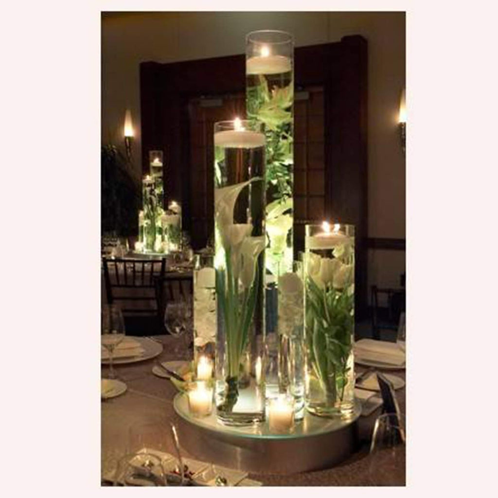 WGVI Quality Thick Weighted Tall Clear Cylinder Glass Vases, 4" W x 18" H, Flower Arrangement Floating Candle Holders Wedding Centerpieces Event Floral Container Display Decor, Bulk Wholesale, 12 Pcs