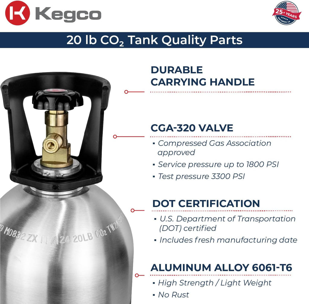 Kegco 20 lb. Aluminum Tank Co2 Cylinder