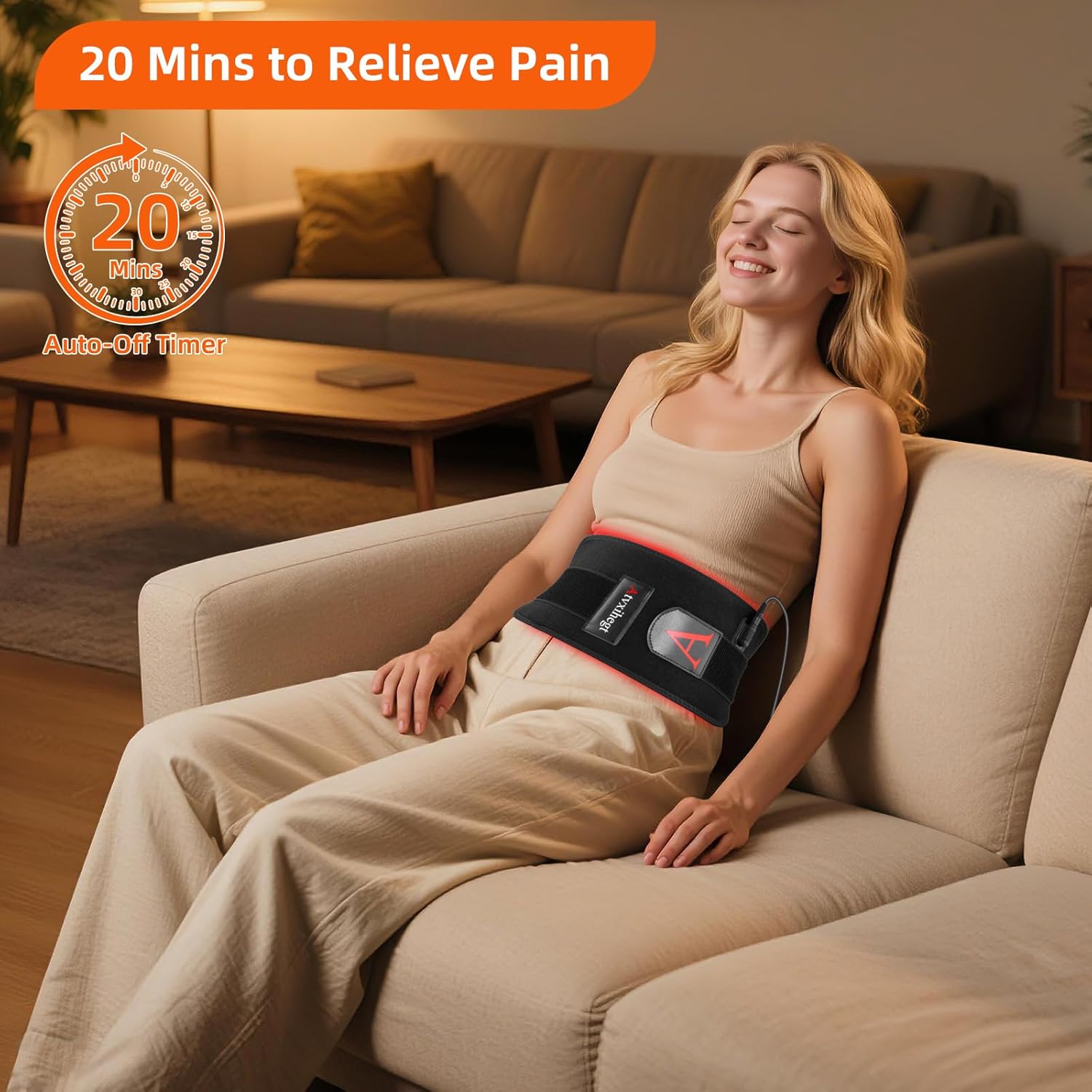 Red Light Therapy for Body, 660nm 850nm 12.6" LED Wearable Infrared Red Light Therapy Belt Wrap Pad for Belly Back Waist Shoulder Knee Muscle Pain Relief with Controller Timer