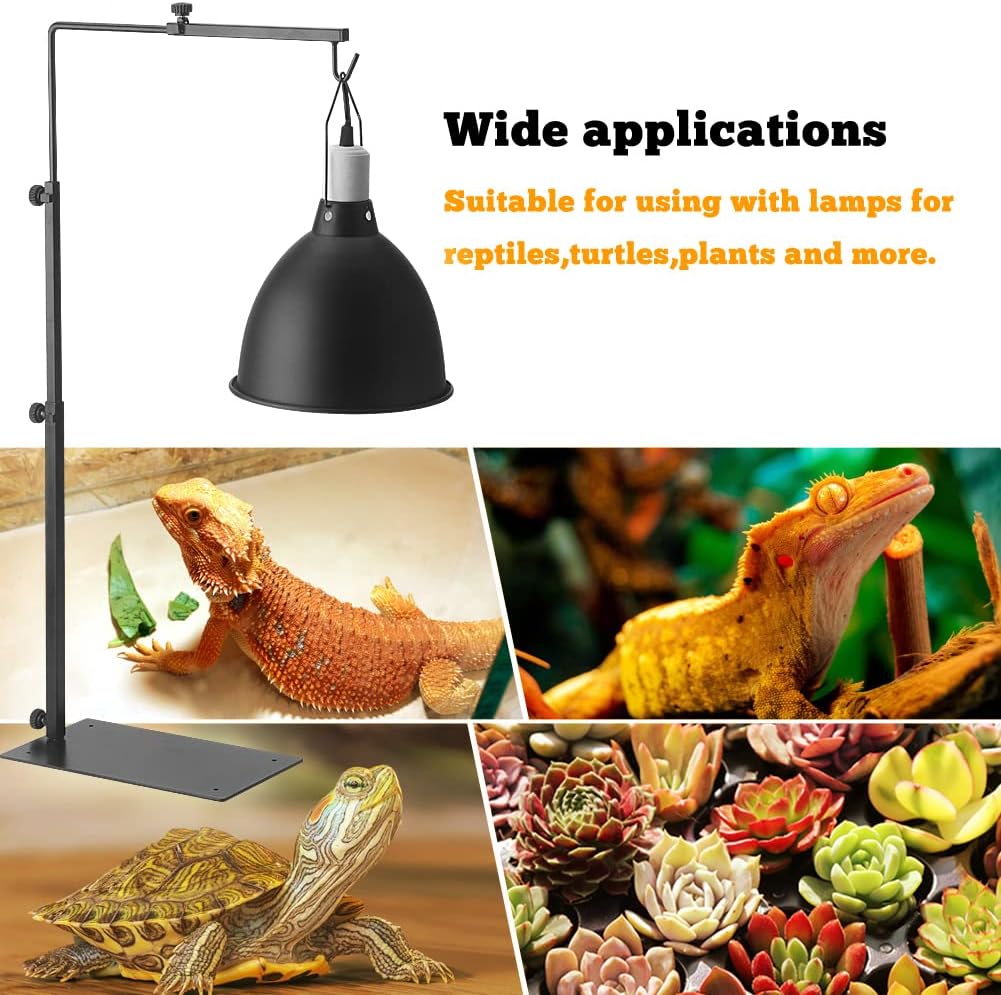 Reptile Lamp Stand Adjustable Lamp Fixture Hanger Metal lamp Holder for Reptile Terrarium Tank Amphibians Cage(Large)
