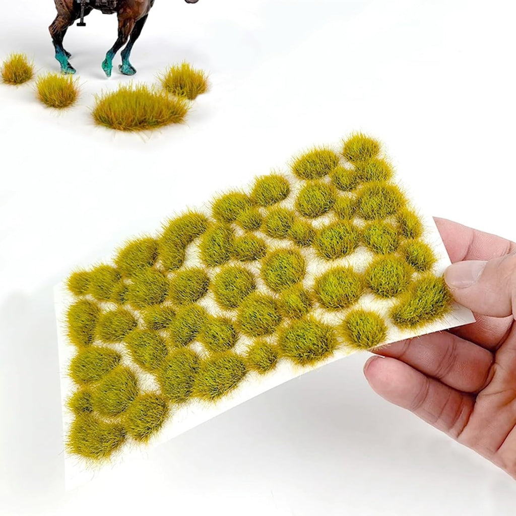 Woohome 78 PCS Model Grass Tufts 2 Size Static Grass Tuft Yellow Miniature Grass Tuft Railway Artificial Grass Terrain Kit for DIY Model Railway Fairy Garden Diorama Scenery