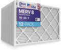 BNX TruFilter 16x24x1 Air Filter MERV 8 (12-Pack) - MADE IN USA – Dust & Pet Defense Pleated Air Conditioner HVAC AC Furnace Filters for Dust, Pet, Mold, Pollen MPR 600 – 700 & FPR 5