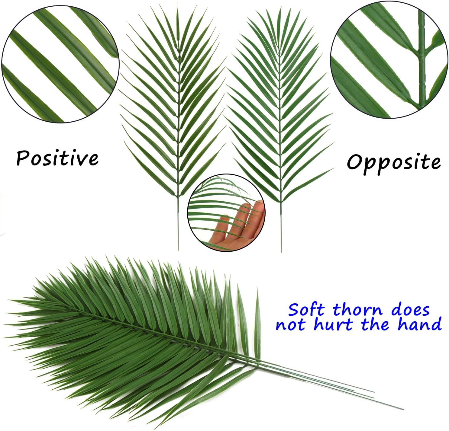 CCINEE 16 PCS Artificial Palm Leaves, Faux Large Palm Fronds Fake Tropical Plant Simulation Safari Leaves with Stems for Home Hawaiian Luau Party Jungle Beach Theme Party Decoration