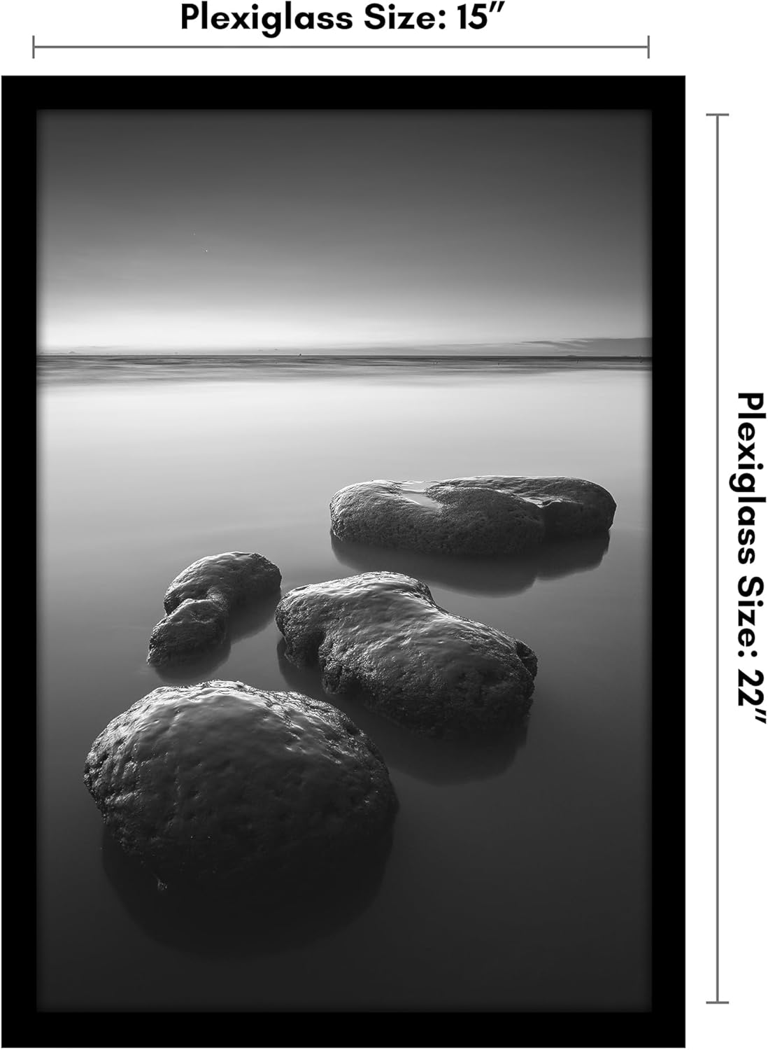 Americanflat 15x22 Picture Frame with Polished Plexiglass - Black Picture Frame - Wide Photo Frames Made of Engineered Wood for Vertical or Horizontal Wall Display - Epic Collection - Black