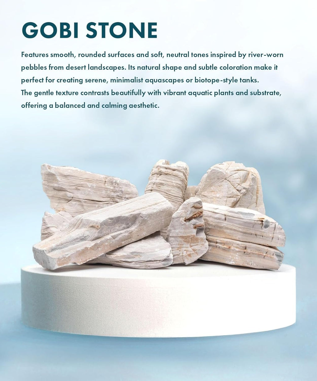 SubstrateSource Natural Aquarium Stones - Light Greyish Cream w/Layered Folds, Smooth Surface, Freshwater Aquascaping Rocks, Shrimp & Betta Fish Tank Decor, Canyon/Valley Layouts - Gobi Desert, 30 LB