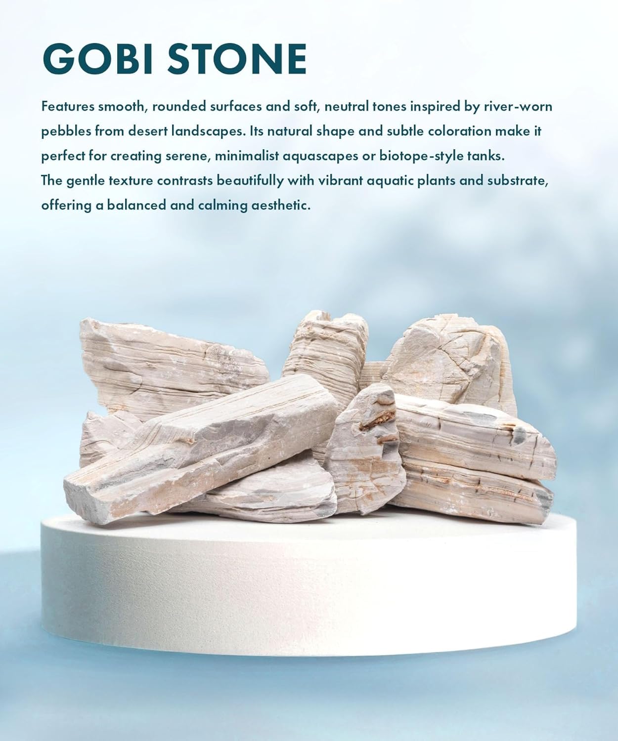 SubstrateSource Natural Aquarium Stones - Light Greyish Cream w/Layered Folds, Smooth Surface, Freshwater Aquascaping Rocks, Shrimp & Betta Fish Tank Decor, Canyon/Valley Layouts - Gobi Desert, 20 LB