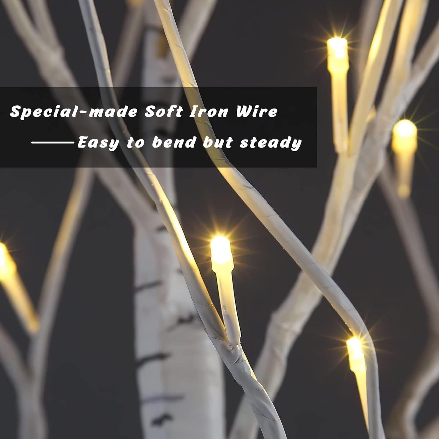 Lighted Birch Tree 8FT 132 LED Artificial Tree for Decoration Inside and Outside, Home Patio Wedding Festival Christmas Decor, Warm White