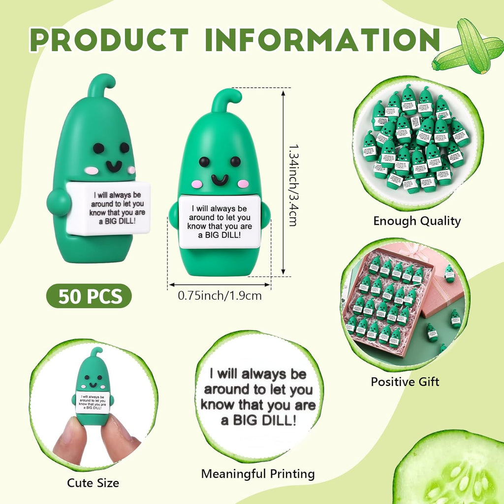 Gejoy 50 Pcs Mini Rubber Pickle Toys Positive Gifts Pickle Figures Decorations and Encouragement Birthday Motivational Gifts for Colleague Staff Teacher