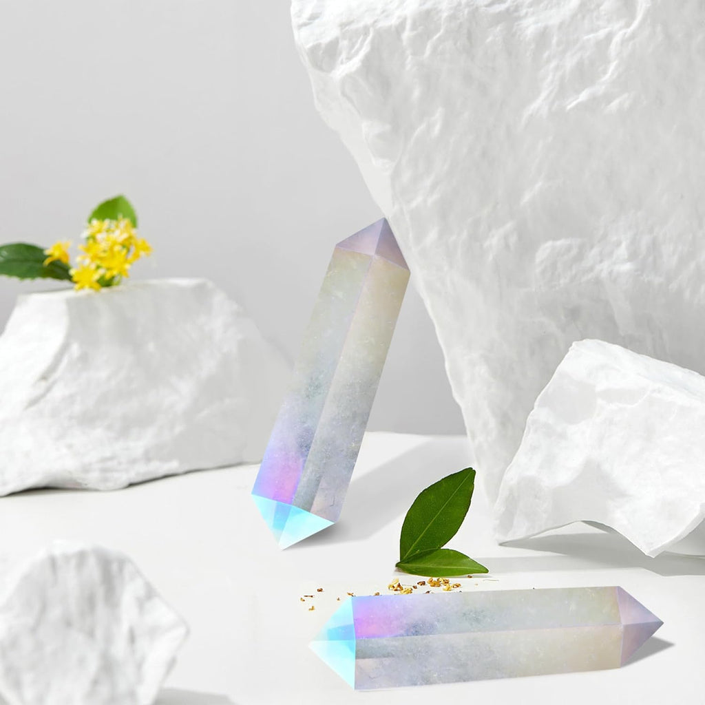 YATOJUZI 3.5" Healing Crystals Wand Electroplating Clear Quartz Crystals and Healing Stones Large Hexagonal Electroplating Crystal Points for Meditation Divination Reiki Energy Balancing 1PCS