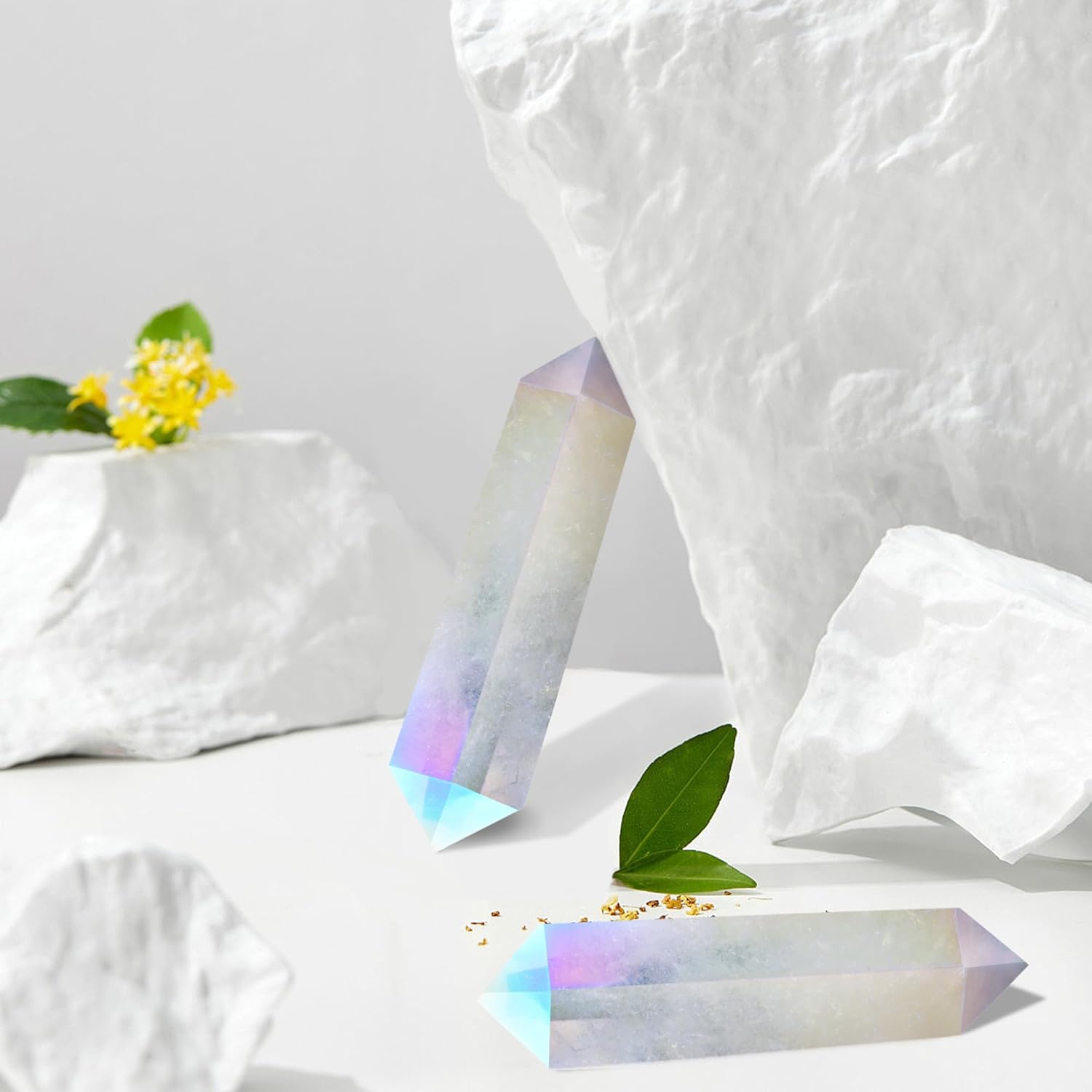 YATOJUZI 3.5" Healing Crystals Wand Electroplating Clear Quartz Crystals and Healing Stones Large Hexagonal Electroplating Crystal Points for Meditation Divination Reiki Energy Balancing 1PCS