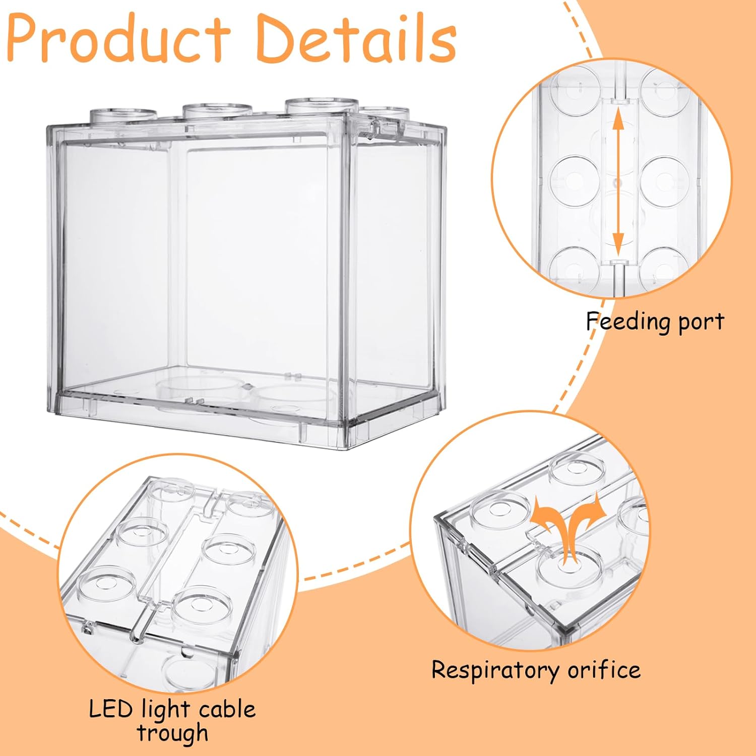 QTLCOHD 4 Pack Small Betta Fish Tank, 0.6 Gallon Mini Aquarium Tank, Clear Stackable Fish Bowl, Acrylic Tiny Cube Tank for Beta Fish Sea Monkeys Shrimp Snails