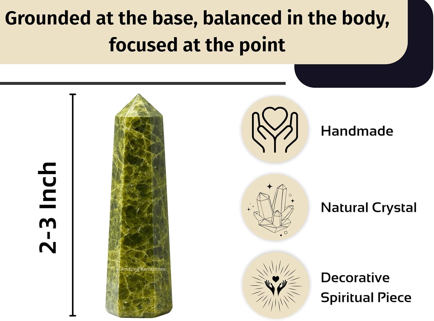 Amazing Gemstone Green Tourmaline in Matrix Crystal Towers - Natural Healing Crystal Point Obelisk for Reiki Healing and Crystal Grid (2 Inch to 3 Inch)