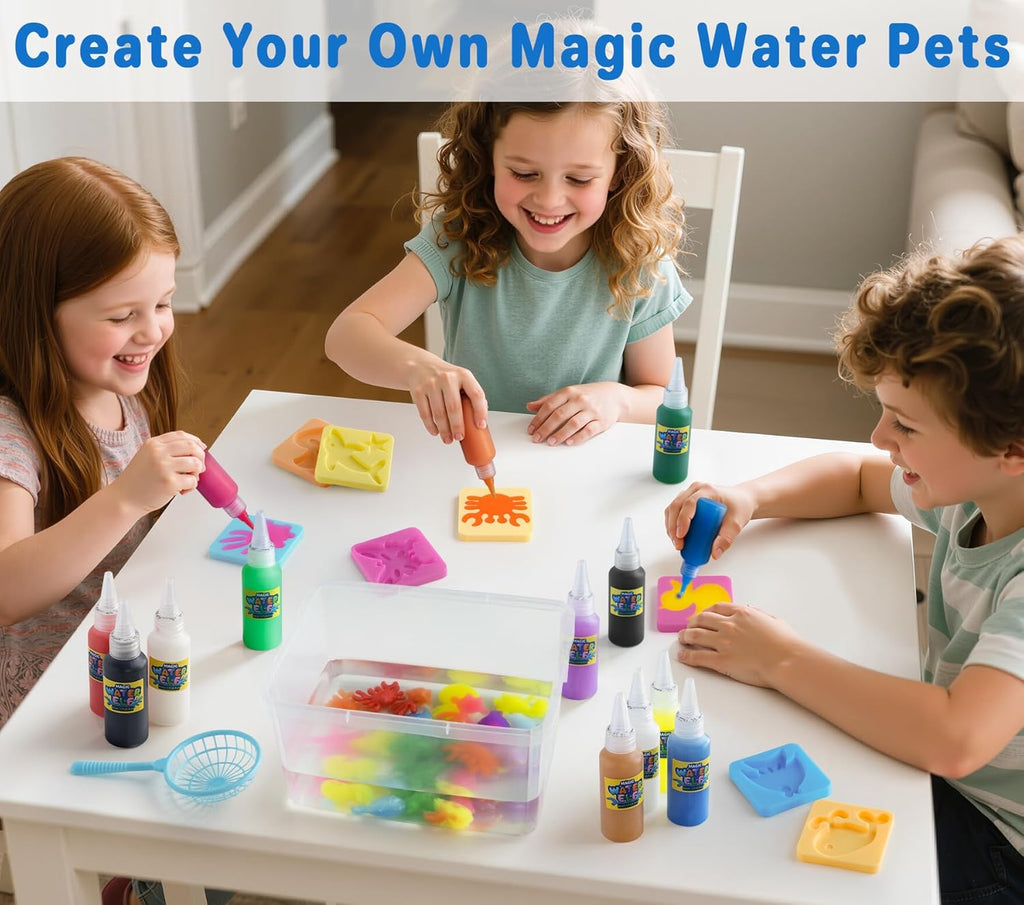 Magic Water Elf Toy Kit - Crafts Kit for Kids - Magic Gel Water Pets with Aquarium Bottle - Make Your Own Squishies Crafts Toys - Kids Christmas Birthday Gifts Party Favor for Girls Boys Ages 3+