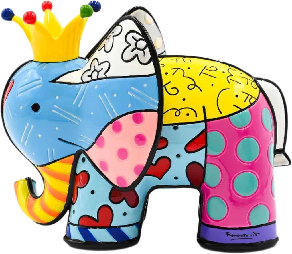 Britto Collectible Figurine - Iconic Art Figurine, Decorative Displays for Modern Home Decor | Designed by Iconic Artist Romero Royal Elephant (Multicolor)