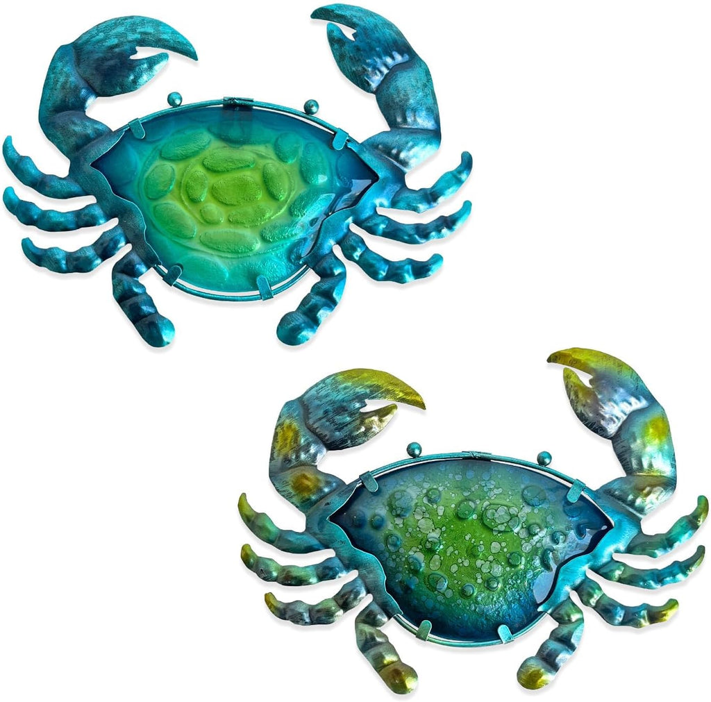 LIFFY Metal Crab Wall Art Decor Ocean Wall Hanging Coastal Wall Sculptures Beach Theme Wall Decoration for Indoor Outdoor Bathroom Bedroom Living Room Garden Pool (10inch,2 pcs)