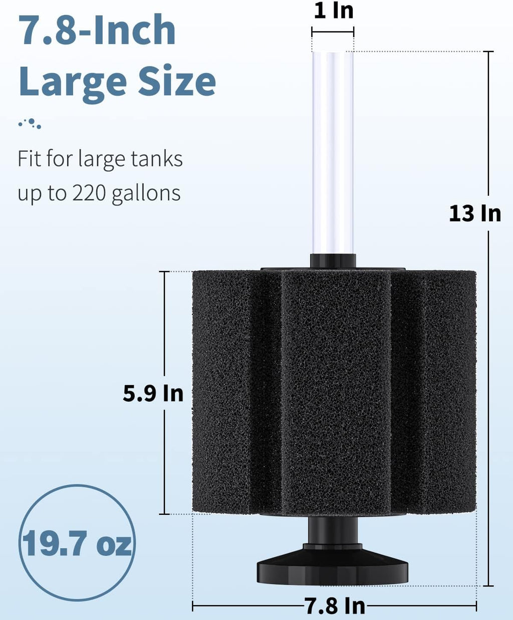 Pawfly Aquarium Large Bio Sponge Filter Quiet Betta Fry Shrimp and Fish Foam Filter with Nano Air Stone for Large Fish Tanks up to 220 Gallons