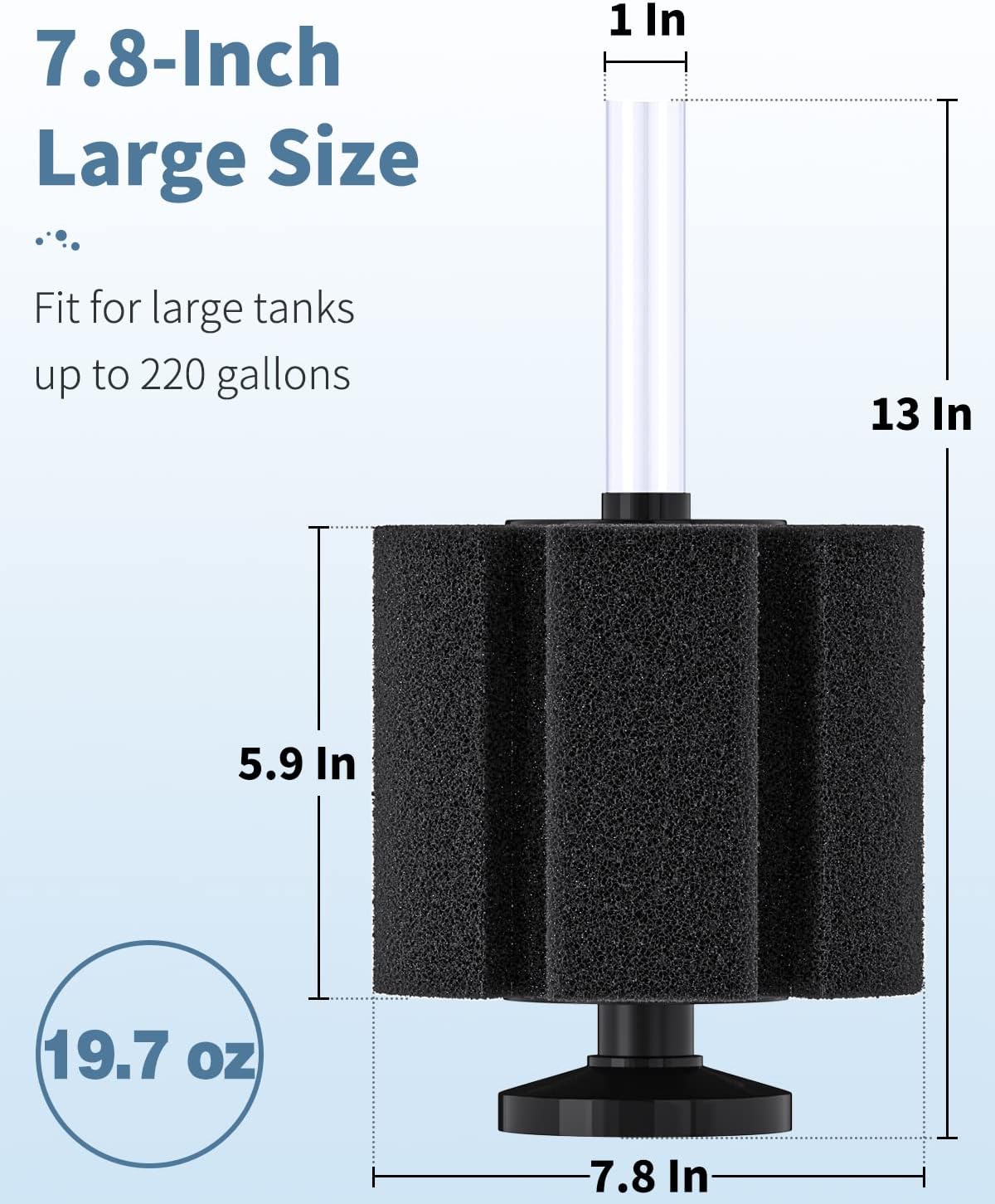 Pawfly Aquarium Large Bio Sponge Filter Quiet Betta Fry Shrimp and Fish Foam Filter with Nano Air Stone for Large Fish Tanks up to 220 Gallons