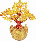Feng Shui Citrine Quartz Crystal Money Tree Bonsai Style Decoration for Luck and Wealth (Dragon pots)