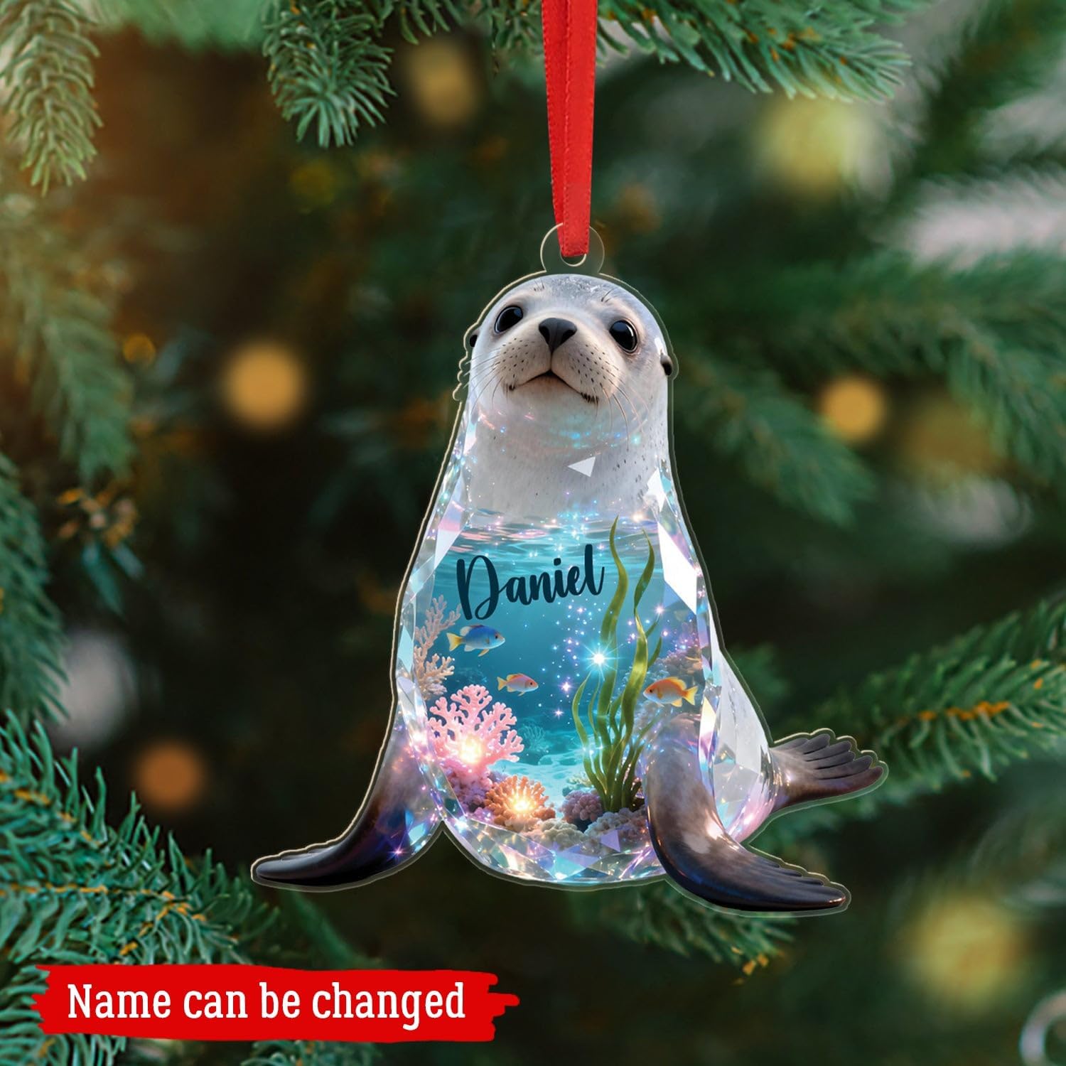 Seals 2D Flat Acrylic Ornament, Personalized Seals Animal Sea Christmas Ornament 2025, Sea Seal Holiday Decorations, Gift for Ocean Lovers Friend, Customized Name Seal Ornaments Keepsake