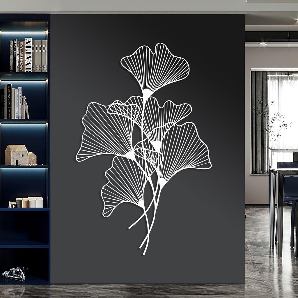 Ginkgo Leaf Metal Wall Art, Gingko Metal Wall Decor, Leaf Wall Art for Living Room, Bedroom, Office(Gold,41"Hx26"W/105x67cm)