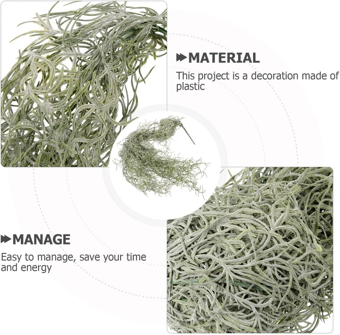 BESTOYARD 36-Inch Realistic Artificial Spanish Moss, Large Faux Hanging Plant Vine for Indoor Home Decor, Terrarium, Wreath & DIY Crafts