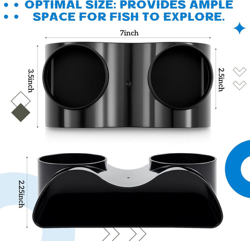1 Pcs Aquarium Underground Tunnel Cave with Natural Curve Two Hole Fish Tank Hideout Decor Decoration for Loaches, Corydora Catfish, Bettas, Pleco and Shrimps