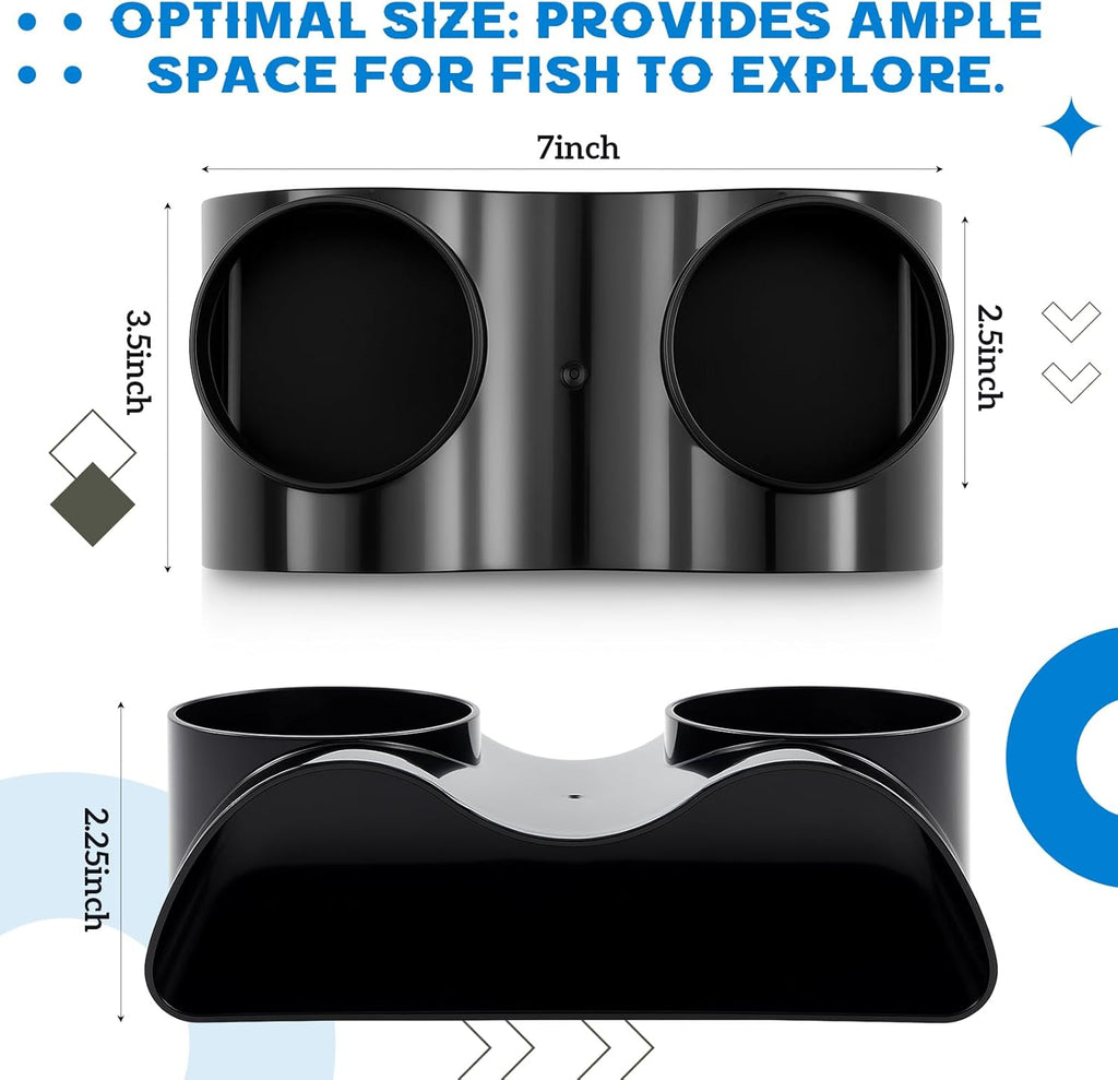 2 Pcs Aquarium Underground Tunnel Cave with Natural Curve Two Hole Fish Tank Hideout Decor Decoration for Loaches, Corydora Catfish, Bettas, Pleco and Shrimps