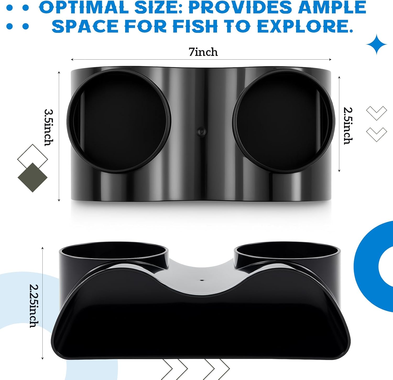2 Pcs Aquarium Underground Tunnel Cave with Natural Curve Two Hole Fish Tank Hideout Decor Decoration for Loaches, Corydora Catfish, Bettas, Pleco and Shrimps