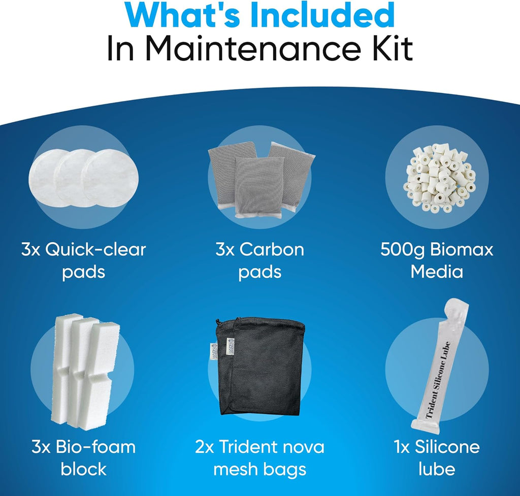 FX4/FX5/FX6 Canister Filter Maintenance and Replacement Filter Media Kit, Including Trident Nova Aquarium Filter Media Bags(Fx Bio-Foam Block, FX Quick Clear/Water Polishing Pad, Carbon, Biomax)