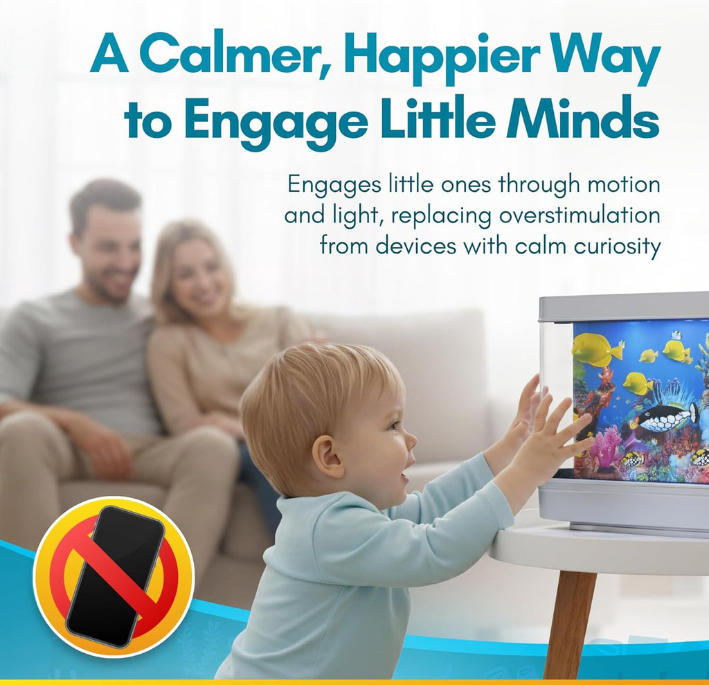 Linda’s Essentials Fake Fish Tank for Kids and Adults, Fake Aquarium Decorative Lamp, Artificial Fish Tank with Moving Fishes, Artificial Aquarium Night Light, Plug in Moving Lamp