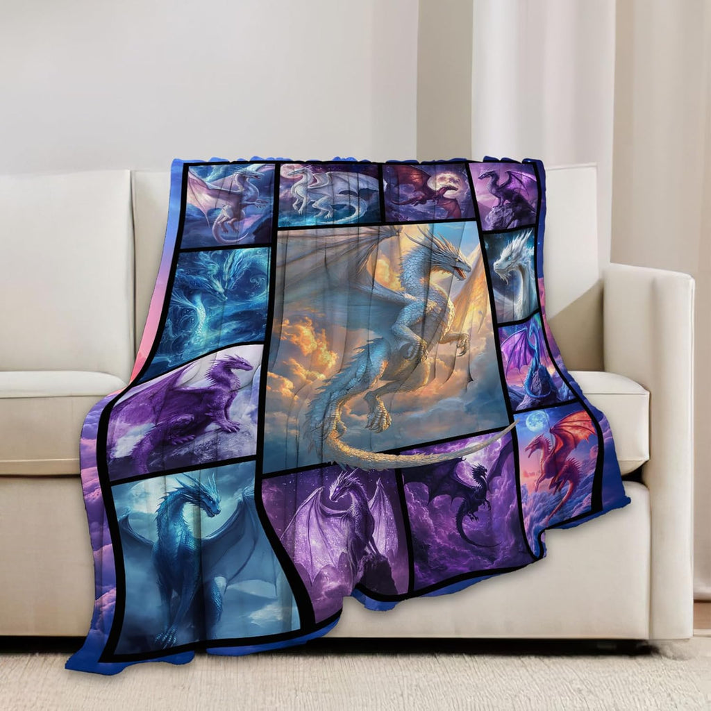 Dragon Blanket Dragons Lover Throw Blankets Gifts for Girls Boys Kids Dragon Lover Soft Cozy Fleece Plush for Couch Sofa Bed 80"x60"