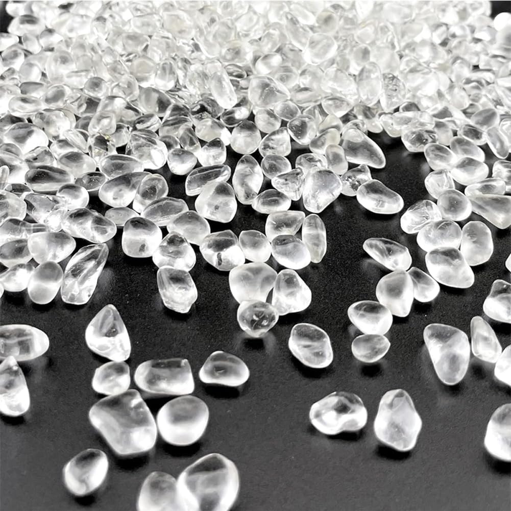 Clear Glass Stones, 0.85LB/385g Aquarium Gravel Rocks, Clear Aquarium Pebbles for Fish Tank, Sea Glass Rocks for Vase Filler Craft