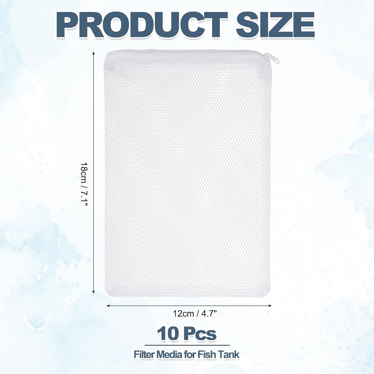Aquarium Filter Media Bags, Fish Tank Fine Mesh Bag with Zipper Reusable Versatile 7 x 5 Inch, (White, 10Pcs), Intended for Fish Tank/Aquarium/Pond/Activated Carbon/Ceramic Rings