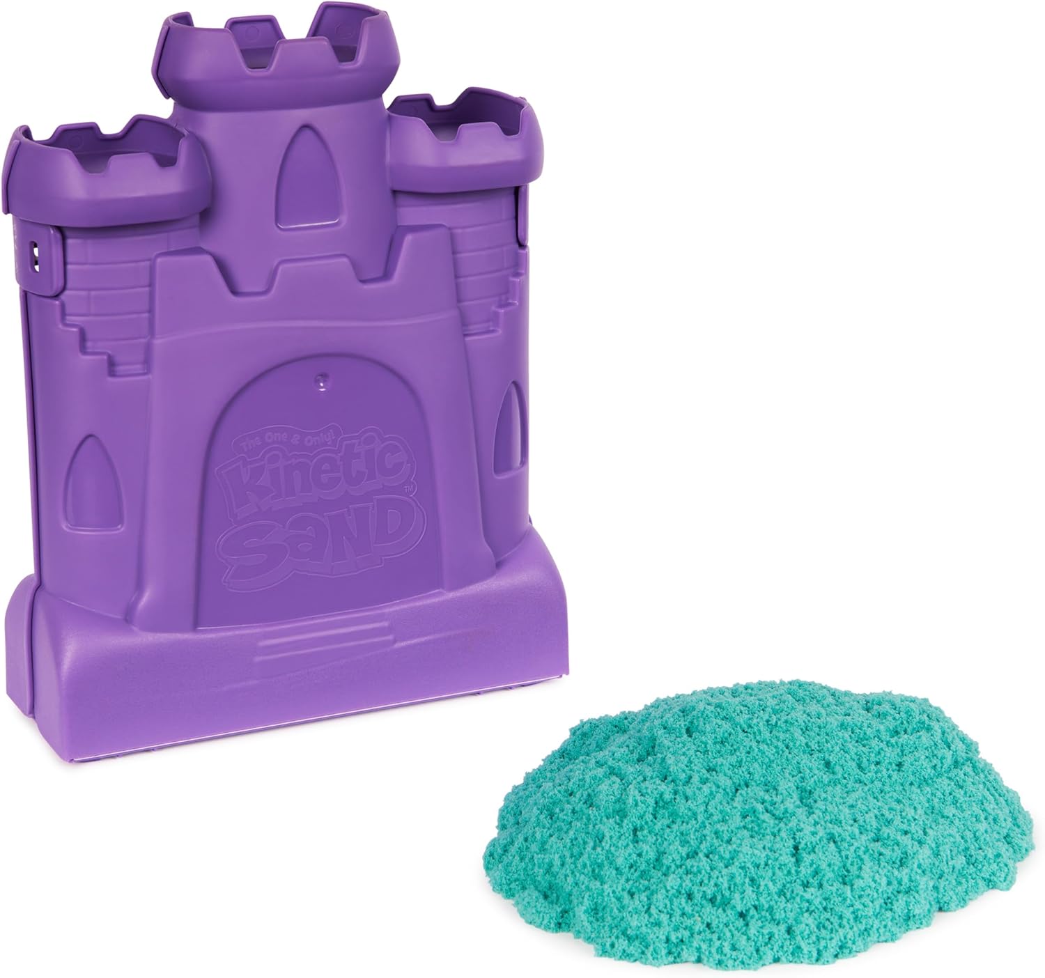 Kinetic Sand, Castle Case with 1lb Teal Play Sand & Storage Container, Sensory Toys, Holiday Gifts & Stocking Stuffers for Kids Ages 3 and up