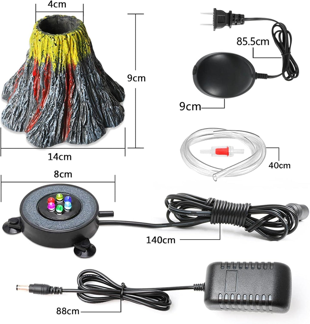Aquarium Bubble Light Fish Tank Bubbler Lamp with 6 LEDs, Volcanic Stone Landscaping and Trachea, Aquarium Decoration Kit