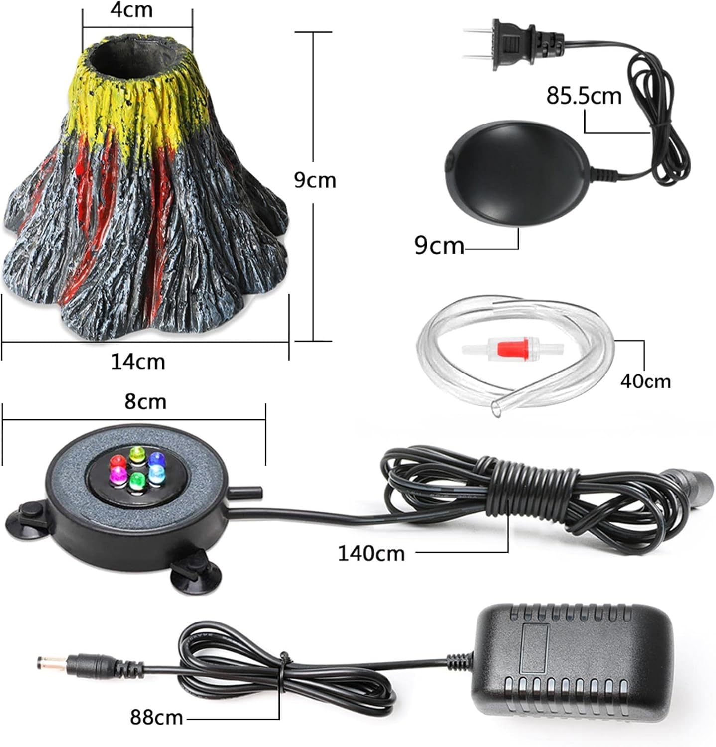 Aquarium Bubble Light Fish Tank Bubbler Lamp with 6 LEDs, Volcanic Stone Landscaping and Trachea, Aquarium Decoration Kit
