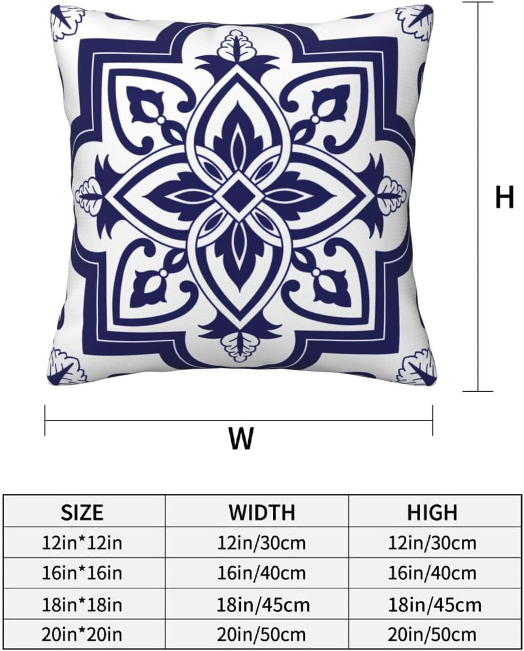 Blue-White Geometric Floral Throw Pillowcases Set of 2 All-Season Soft Pillow Covers with Hidden Zipper,Durable for Sofa Bed Car Decor & Gift 18x18Inch