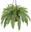 Fake Hanging Plants Large Boston Fern Artificial Plants Outdoor Realistic Fake Ferns with Palm Basket Silk Plants Ferns Hanging Plant Artificial Decor for Home Front Porch Window Garden - Dusty Green