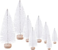 8 Pcs Artificial Mini Christmas Trees, Miniature Pine Trees Sisal Trees with Wood Base Tabletop Christmas Tree for Christmas Xmas Holiday New Year (Pure White, 8 pcs)