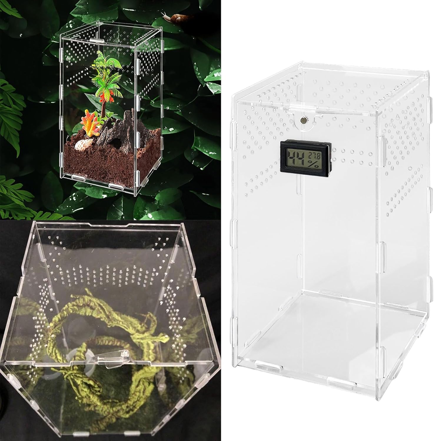 Reptiles Feeding Box Breeding Case Acrylic Terrariums Clear Habitat for Lizards Pet Centipedes Reptiles Terrariums