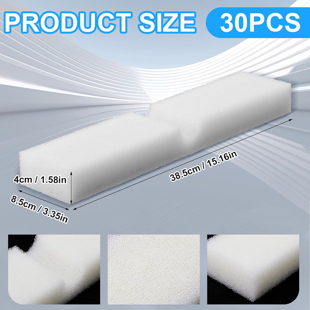 30 Pcs Aquarium Foam Filter Pads Compatible with Fluval Fx4, Fx5, Fx6 Cartridge Filters 30ppi Replacement White Pads