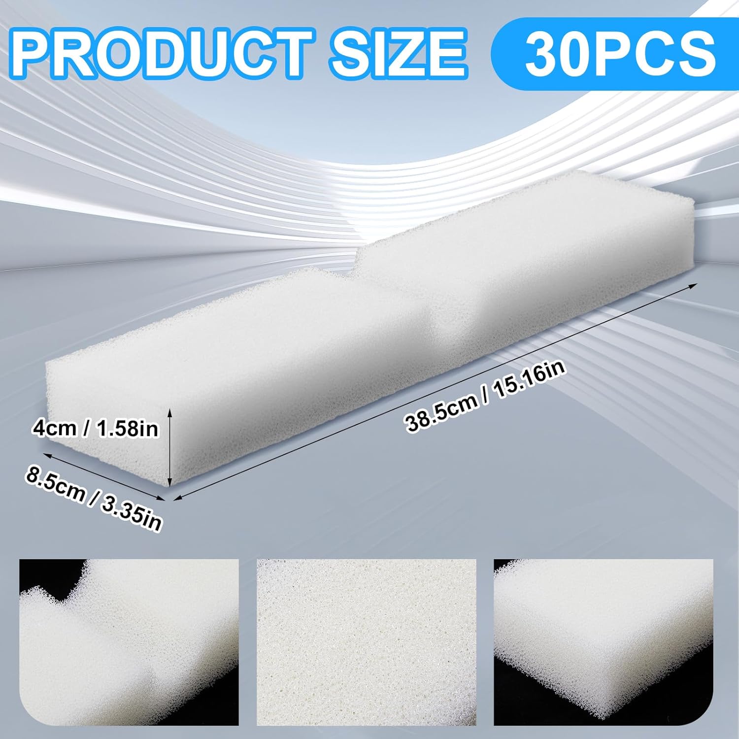 30 Pcs Aquarium Foam Filter Pads Compatible with Fluval Fx4, Fx5, Fx6 Cartridge Filters 30ppi Replacement White Pads