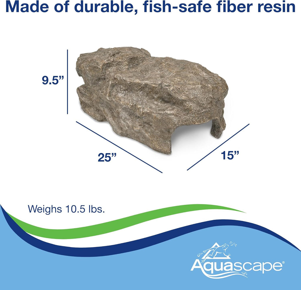 Aquascape Faux Rock Fish Cave, Predator Control and Decorative Shelter for Koi and Fish, Natural-Looking Rock Design, 25-inch L x 15-inch W, 78418